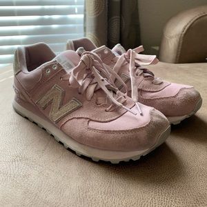 New Balance 574 sneakers - pink canvas and suede.